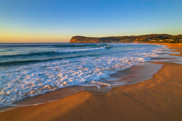 Surfs up aerial sunrise seascape