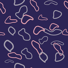 Hand drawn various round and elipse shapes and dots. Doodle objects. Abstract contemporary modern trendy seamless patterns. Pastel colors. Perfect for textile prints