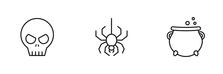 Set of 3 holloween elements icon on white background.
