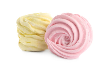 Two different delicious zephyrs on white background
