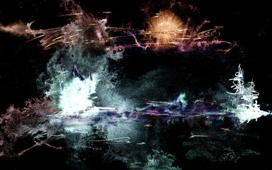 colorful abstract hand-painted dark watercolor background
