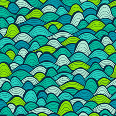 Colorful bright pattern with hand drawn waves
