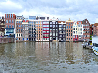 Naklejka premium Typical houses in Amsterdam, The Netherlands