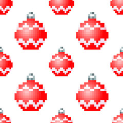 Obraz premium christmas balls seamless background, pixelated, vector illustration 