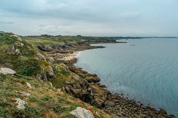 Fototapeta na wymiar Pointe du Grouin in Cancale. Emerald Coast, Brittany, France