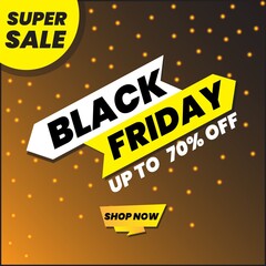 Black Friday Sale banner  Template for Social Media Post and Web. Realistic vector illustration