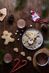 Layout with gingerbread and cocoa