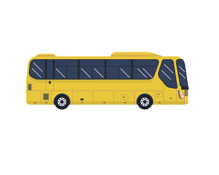 yellow bus isolated on white, vector illustration