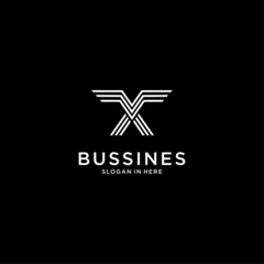Initial X Fly Wing Logo, Airplane Icon, Abstract Travel Flight Symbol, Modern Geometric Vector Design, Minimalist Line Concept, Clean and Simple Business Identity, Elegant Web Logotype