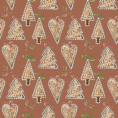 Seamless pattern with Christmas cookies