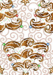 Seamless pattern with Christmas gingerbread and sweets
