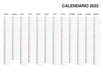Calendario planner 2022 - festività e lingua in italiano - obrazy, fototapety, plakaty
