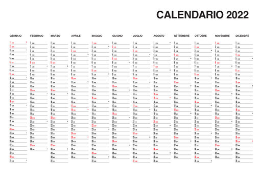 Calendario planner 2022 - festività e lingua in italiano