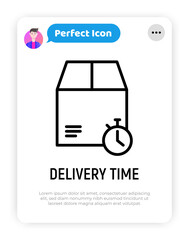 Express delivery thin line icon, package with timer. Modern vector illustration for delivery service.