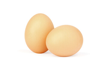 two chicken eggs isolated on white background
