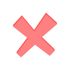 Red cross mark icon. Letter X in red color, vector illustration.