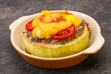 Baked stuffed zucchini with meat