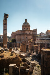 View from Roman Imperial Forum in Roma, Lazio, Italy.