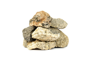 pile of granite gray stone isolated on white