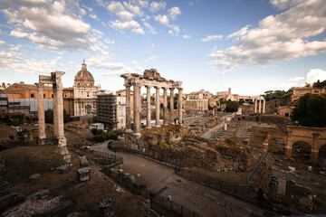 Obraz na płótnie Canvas View from Roman Imperial Forum in Roma, Lazio, Italy.