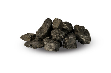 pile of black coal isolated on white