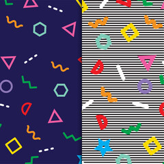 Colorful memphis retro 70s 80s and 90s pattern collection free vector 