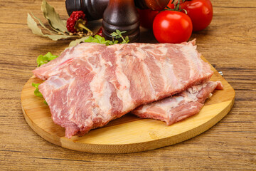 Raw pork ribs for cooking
