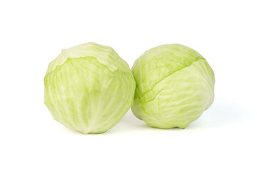 Fototapeta premium two heads of white cabbage isolated on white