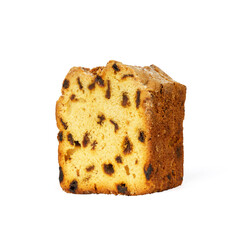 piece of white bread with raisins isolated on white background.
