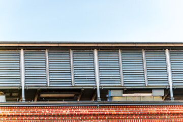 Central air handling unit housing located on the roof of the old, traditional, industrial brick building of engine room building in former coal mine "Michal" in Siemianowice, Silesia, Poland