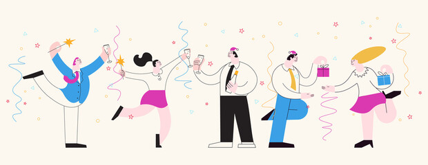 Horizontal banner template of Christmas office party