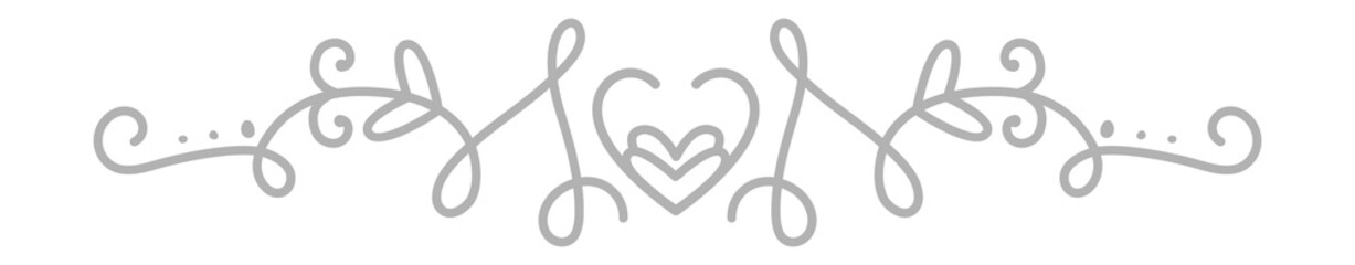 Fancy header with heart symbol. Decorative wedding ornament