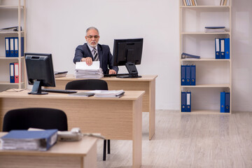 Aged businessman employee sitting in the office