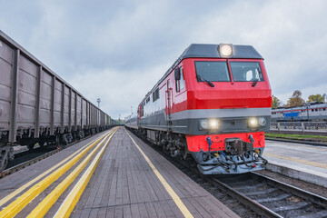 Passenger train stands by the platform. Sortavala. Republic of Karelia.