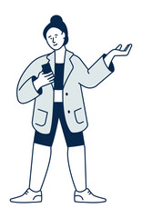 Girl looking on smartphone. Video call. Social media communication