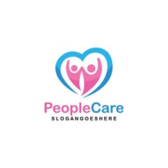 People Care Heart Shaped Logo Design Template. Symbol of care for fellow human beings, solidarity human concept vector illustration, humanitarian activities