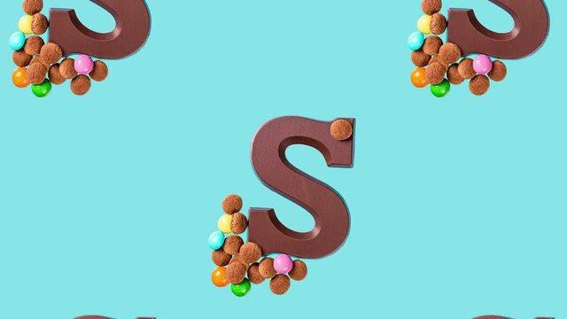 Festive collage with chocolate letter S, kruidnoten cookies and traditional hollands sweets. Dutch holiday Sinterklaas background. FullHD video