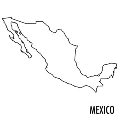 Vector high quality map of the Central American state of Mexico - Simple hand made line drawing map