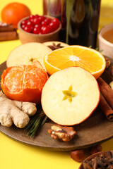 Ingredients for cooking mulled wine, close up