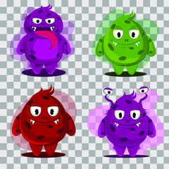 set of funny cartoon monsters