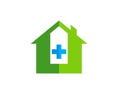 Simple hospital house with healthy cross symbol inside