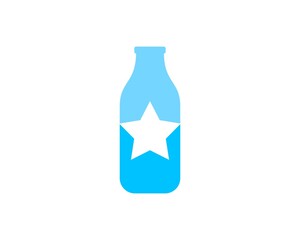 simple milk bottle with star shape inside