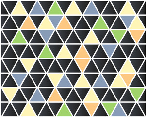 Geometric pattern in muted colors on a white background. Vector multicolored and black triangles. Cover for a banner, website, printing materials.