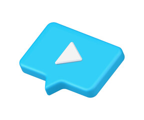 Quick tips video speech bubble blue 3d badge icon vector illustration multimedia mass media content