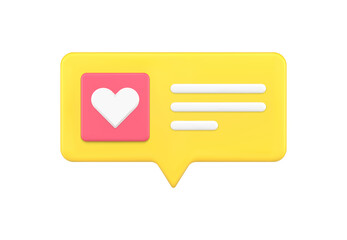 Creative 3d quick tips message with heart icon vector illustration design romantic valentine texting