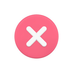 Fototapeta premium Simple red 3d cross icon button vector illustration