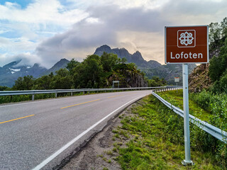 route 66 sign , image taken in Lofoten islands, norway , scandinavia, , europe