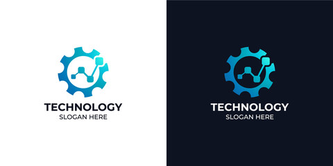 modern style technology and data logo set