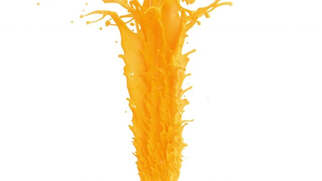 Orange Juice Splash, With Luma Mask, Ready For Compositing. High Detailed Orange Juice Splash