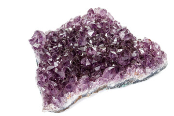 Amethyst Crystal Druse  macro mineral on white background